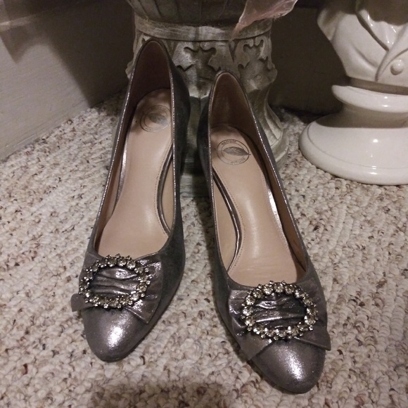 Nurture by Lamaze Shoes - Nurture Julee Silver Leather With Rhinestone Buckle Pumps